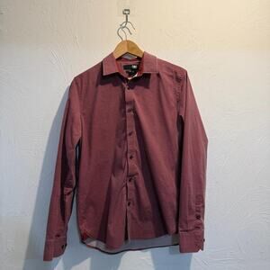 vintage 2000s boxy GBG red button up shirt